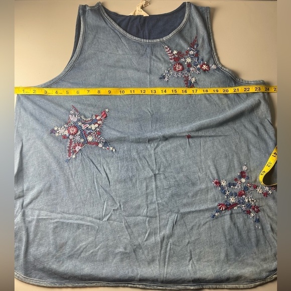 Lucky Brand Patriotic Floral Star Tank Sleeveless Top Plus Size 2X New! - Picture 6 of 6